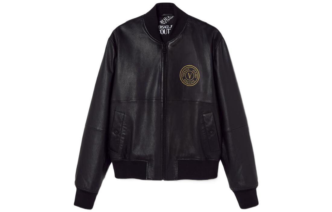 Versace FW22 Solid Color Logo Print Zip-Up Jacket Men’s Black E73GAVP07-ECPPS3-E899