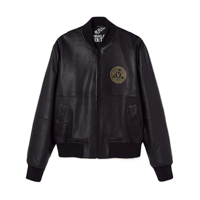 Versace FW22 Solid Color Logo Print Zip-Up Jacket Men’s Black E73GAVP07-ECPPS3-E899