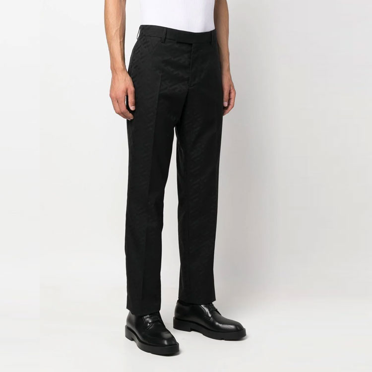 Purchase Versace FW22 Solid Logo Print Snap Straight-Leg Casual Pants Men Black 1006012-1A04315-1B000