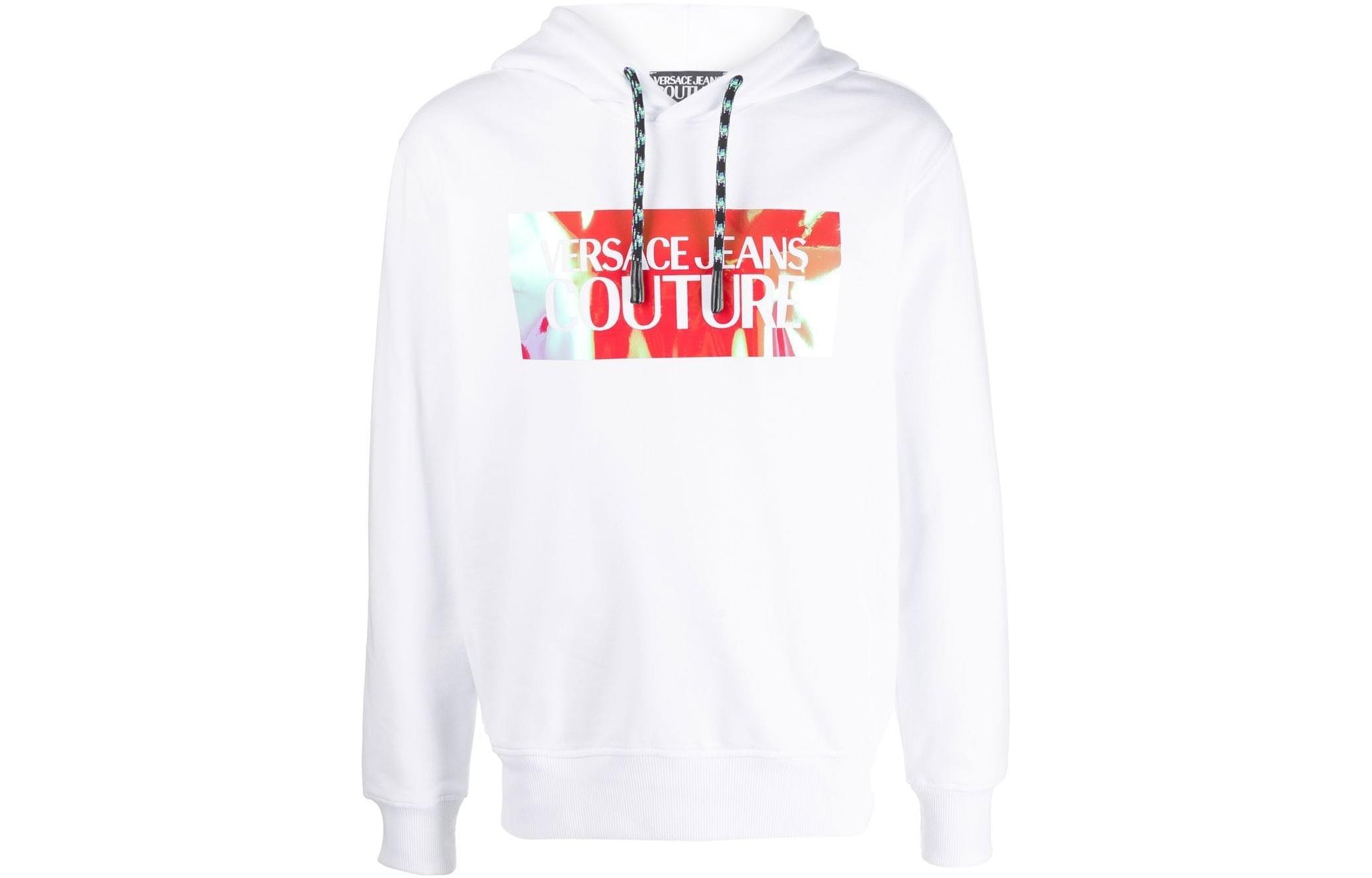 Versace FW22 Square Letter Print Pullover Sweatshirt White 73GAIF03CF03F003