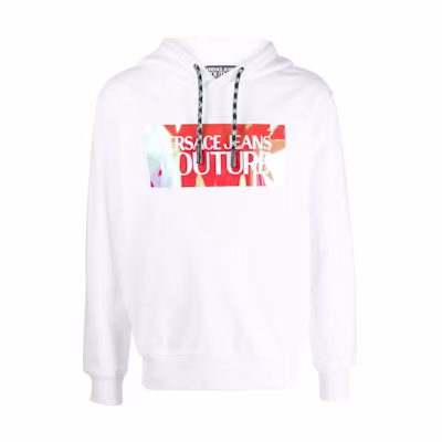 Versace FW22 Square Letter Print Pullover Sweatshirt White 73GAIF03CF03F003