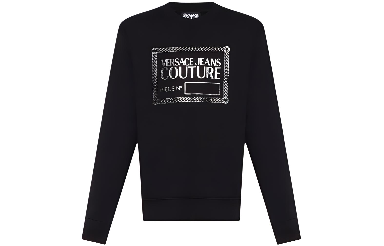 Versace FW22 Square Logo Print Crewneck Sweatshirt Black 73GAIT11-CF00O-C89