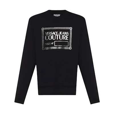 Versace FW22 Square Logo Print Crewneck Sweatshirt Black 73GAIT11-CF00O-C89