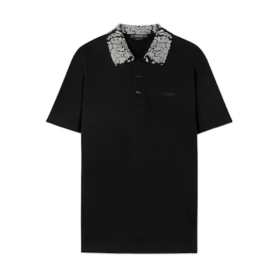 VERSACE FW22 Studded Short Sleeve Polo Shirt Men’s Black 1008502-1A06080-1B000