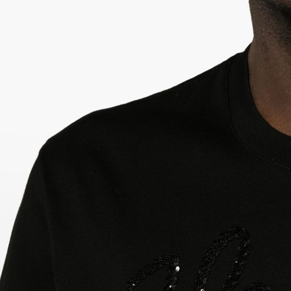 VERSACE FW23  Black Crewneck T-Shirt with Rhinestone Detailing. 1013302-1A09869-1B000 圖 6