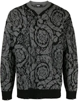 VERSACE FW23 Black Floral Pattern Knit Pullover Sweater 1013400-1A09516-1B000 VERSACE FW23 Black Floral Pattern Knit Pullover Sweater 1013400-1A09516-1B000