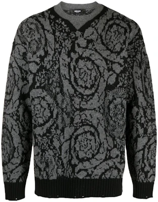 VERSACE FW23 Black Floral Pattern Knit Pullover Sweater 1013400-1A09516-1B000 Buy VERSACE FW23 Black Floral Pattern Knit Pullover Sweater 1013400-1A09516-1B000