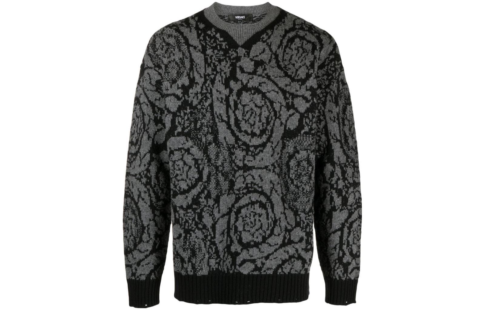 VERSACE FW23  Black Floral Pattern Knit Pullover Sweater 1013400-1A09516-1B000 圖 2