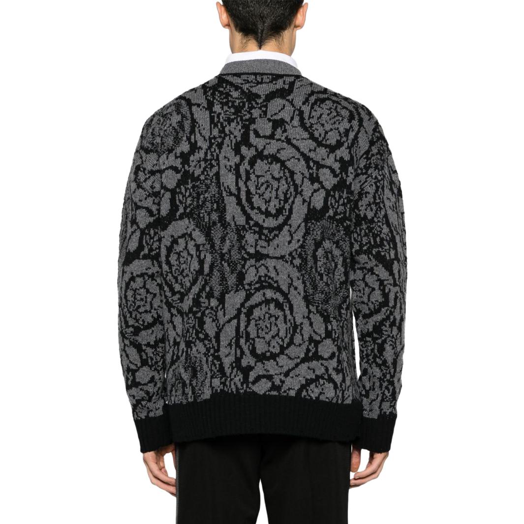 VERSACE FW23  Black Floral Pattern Knit Pullover Sweater 1013400-1A09516-1B000 圖 4