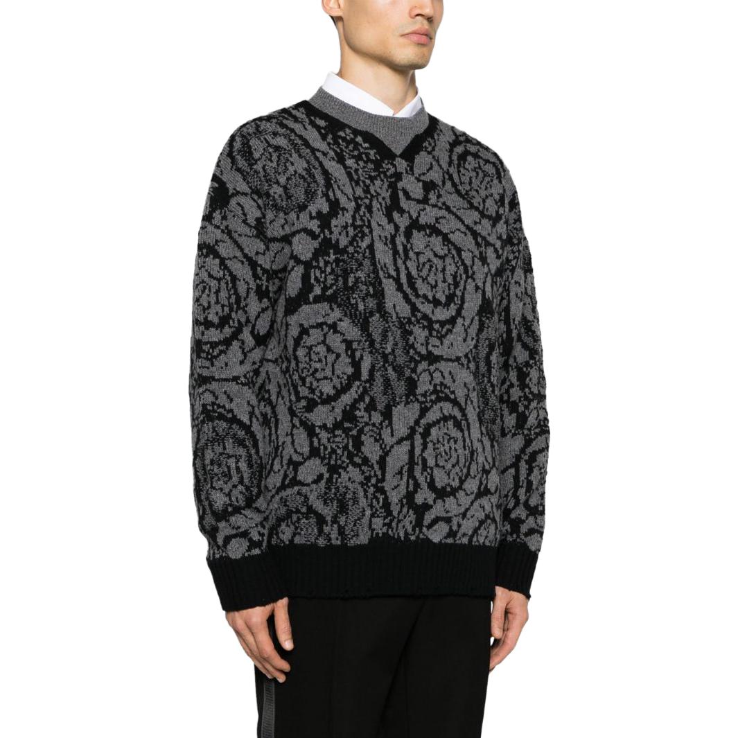 VERSACE FW23  Black Floral Pattern Knit Pullover Sweater 1013400-1A09516-1B000 圖 5