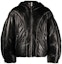 Order VERSACE FW23 Black Hooded Leather Down Jacket with Zipper. 1012170-1A08775-1B000