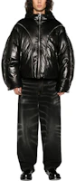 Lookbook VERSACE 2023秋冬 黑色拉鍊連帽皮革羽絨外套 1012170-1A08775-1B000