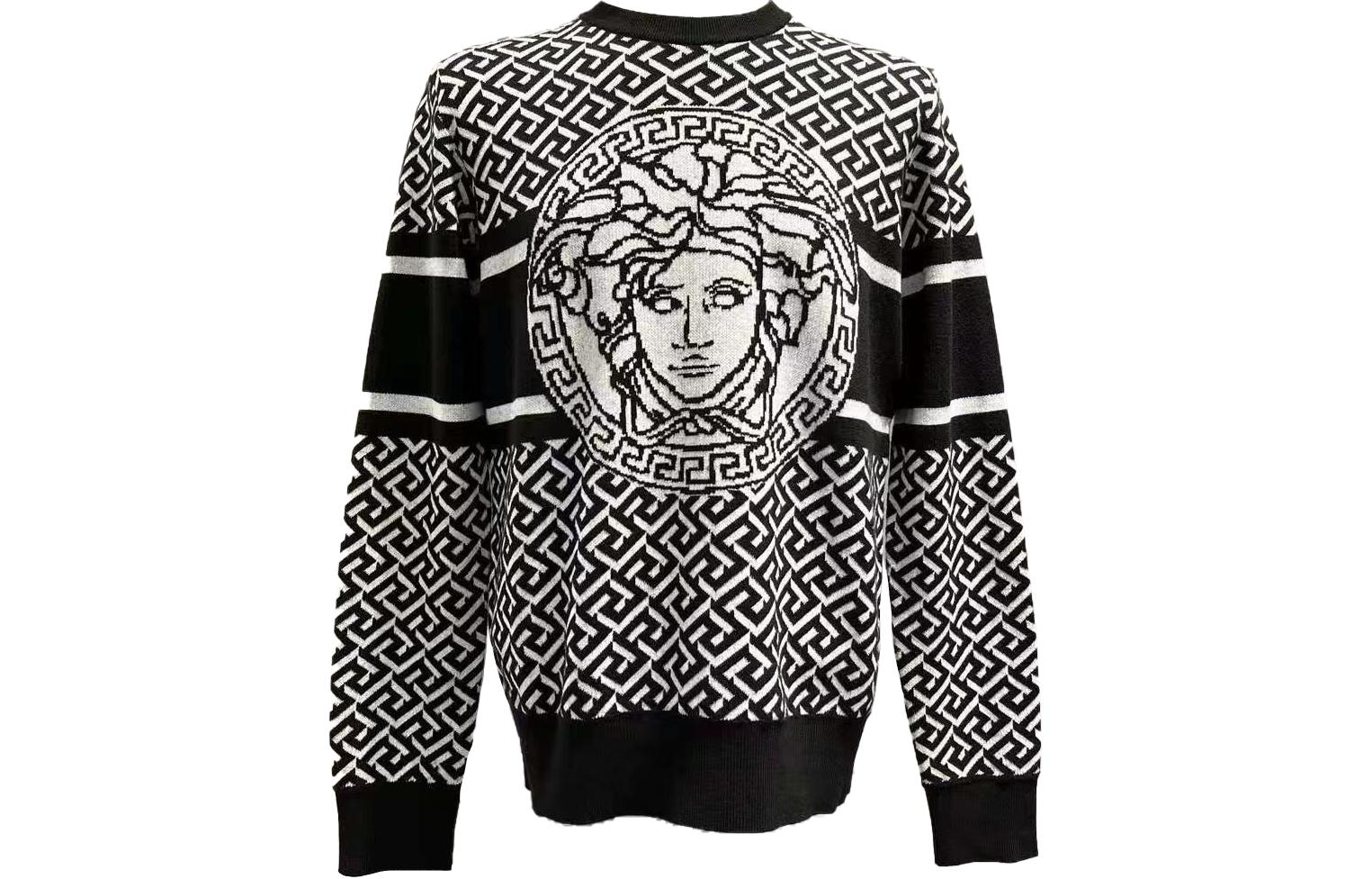 Order VERSACE FW23  Black Knit Pullover Sweater with Graphic Print. 1012024-1A07316-2B020