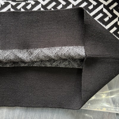 VERSACE FW23 Black Knit Pullover Sweater with Graphic Print. 1012024-1A07316-2B020 Details for VERSACE FW23 Black Knit Pullover Sweater with Graphic Print. 1012024-1A07316-2B020