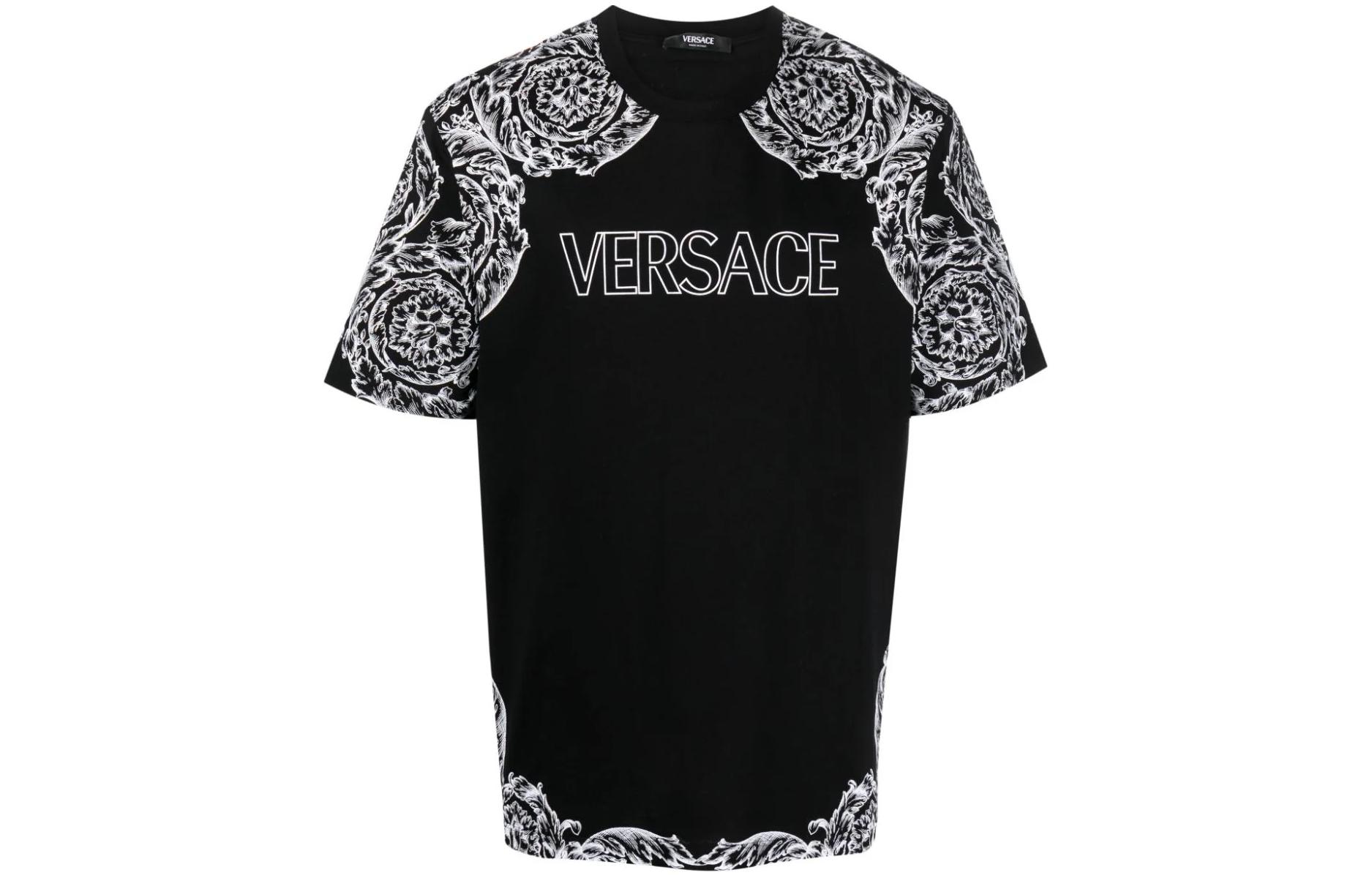 Order ヴェルサーチ FW23 ブラック ロゴ グラフィックプリント Tシャツ. 1013302-1A09868-2B020