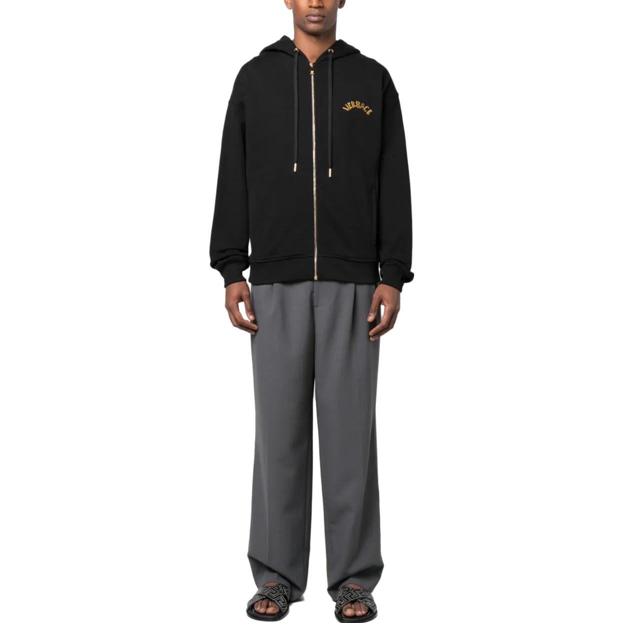 Lookbook VERSACE FW23  Black Letter Print Zip-Up Hoodie Jacket 1011048-1A08035-1B000