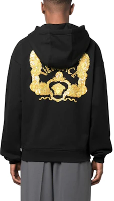 VERSACE FW23 Black Letter Print Zip-Up Hoodie Jacket 1011048-1A08035-1B000 Shop VERSACE FW23 Black Letter Print Zip-Up Hoodie Jacket 1011048-1A08035-1B000