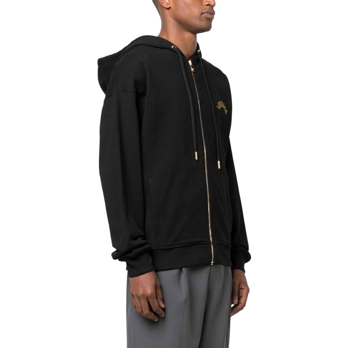 Purchase VERSACE FW23  Black Letter Print Zip-Up Hoodie Jacket 1011048-1A08035-1B000