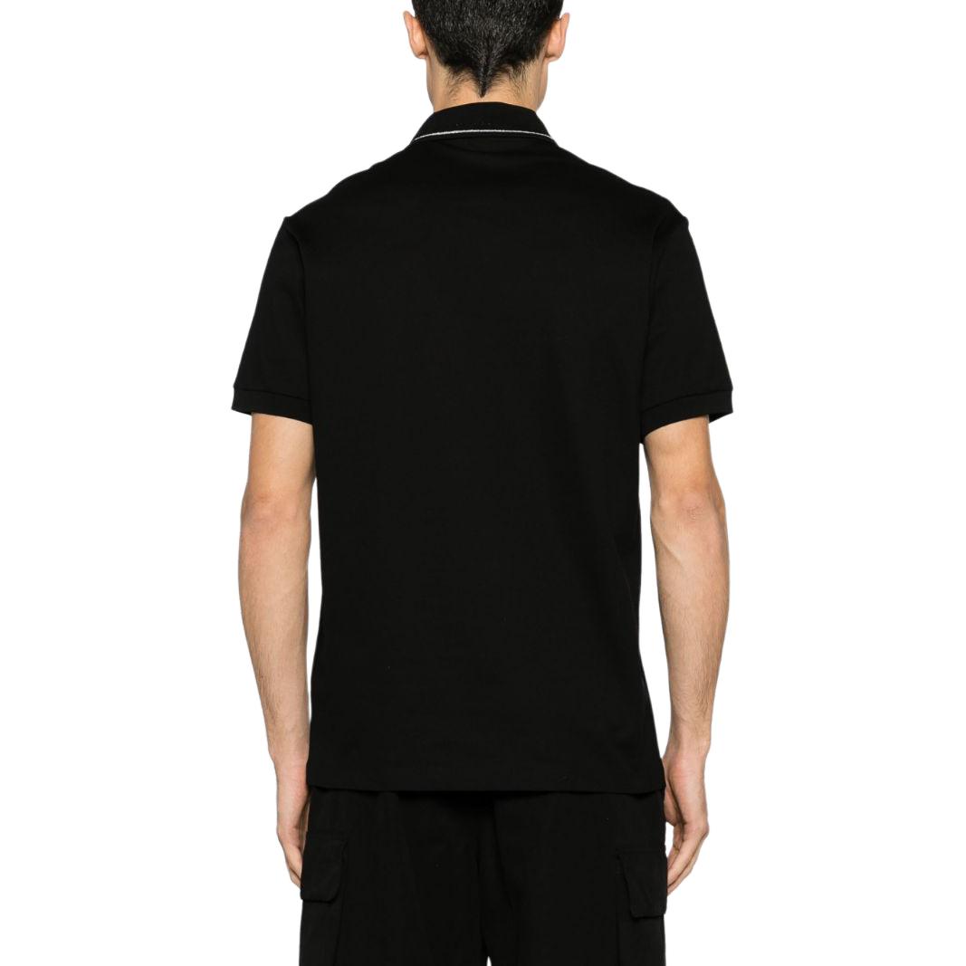 Shop VERSACE FW23  Black Logo Embellished Casual Short Sleeve Polo Shirt. 1013910-1A09839-1B000