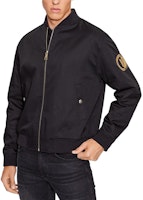 VERSACE FW23 Black Logo Patch Baseball Collar Jacket 75GAS415-N0207-899 VERSACE FW23 Black Logo Patch Baseball Collar Jacket 75GAS415-N0207-899