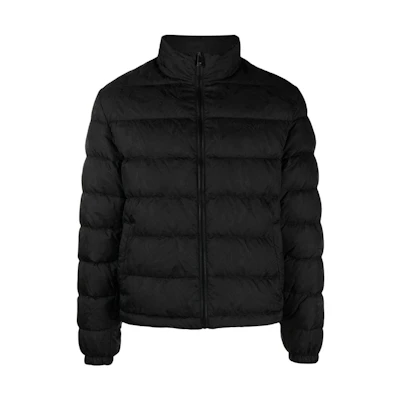 VERSACE FW23 Black Logo Print Long Sleeve Down Jacket 1013537-1A09785-1B000