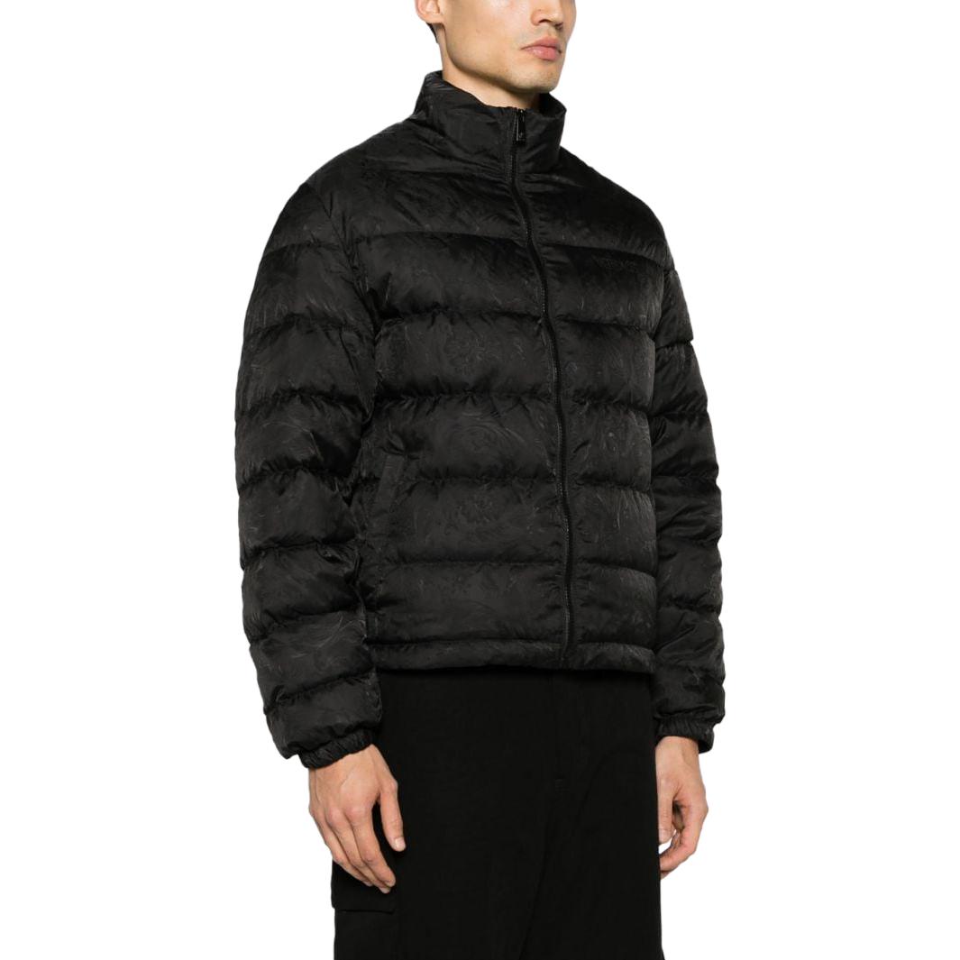 Purchase VERSACE FW23  Black Logo Print Long Sleeve Down Jacket 1013537-1A09785-1B000