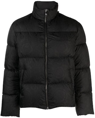 Versace FW23 Black Long Sleeve Down Jacket with Embroidered Lettering. 1013912-1A09785-1B000 Order Versace FW23 Black Long Sleeve Down Jacket with Embroidered Lettering. 1013912-1A09785-1B000