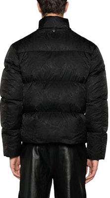 Versace FW23 Black Long Sleeve Down Jacket with Embroidered Lettering. 1013912-1A09785-1B000 Shop Versace FW23 Black Long Sleeve Down Jacket with Embroidered Lettering. 1013912-1A09785-1B000
