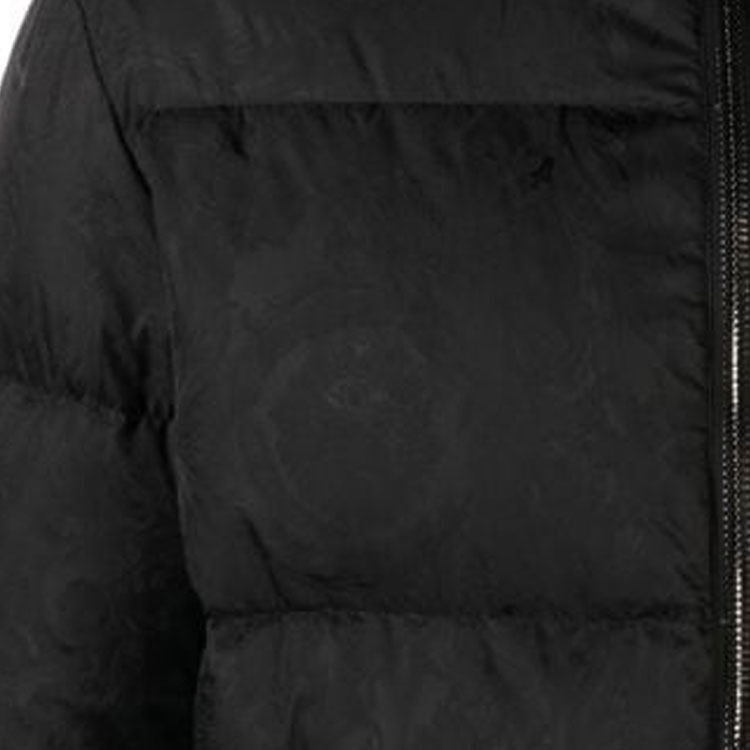 Details for Versace FW23  Black Long Sleeve Down Jacket with Embroidered Lettering. 1013912-1A09785-1B000