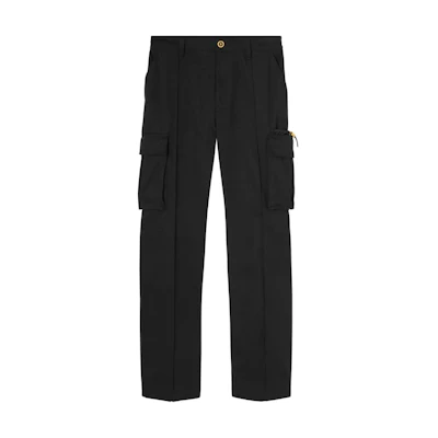 VERSACE FW23 Black Solid Color Pocket Zipper Cargo Pants 1013999-1A09950-1B000