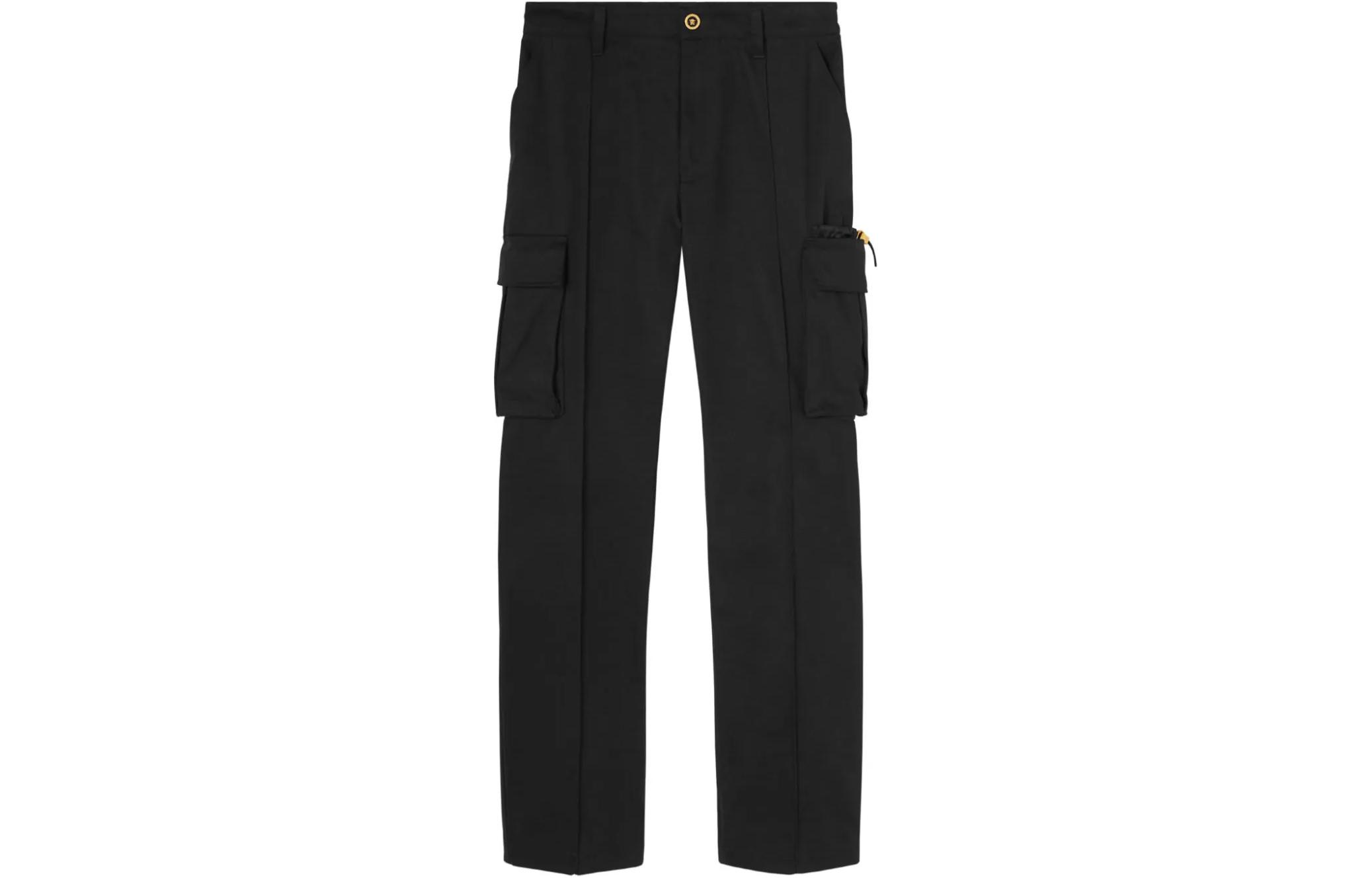 VERSACE FW23  Black Solid Color Pocket Zipper Cargo Pants 1013999-1A09950-1B000 圖 2