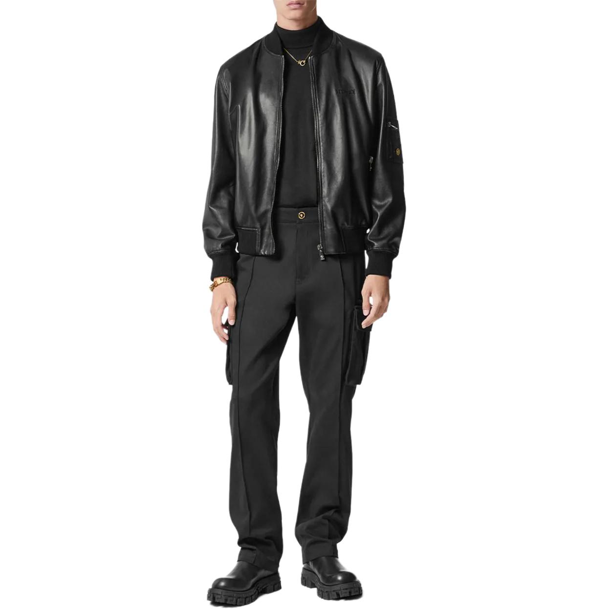 VERSACE FW23  Black Solid Color Pocket Zipper Cargo Pants 1013999-1A09950-1B000 圖 3