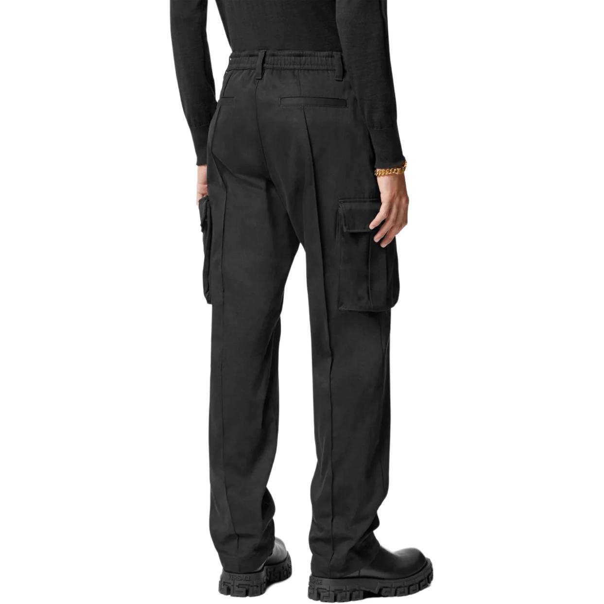 VERSACE FW23  Black Solid Color Pocket Zipper Cargo Pants 1013999-1A09950-1B000 圖 4