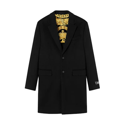 VERSACE FW23 Black Solid Color Single-Breasted Long Sleeve Coat 1010606-1A07656-1B000