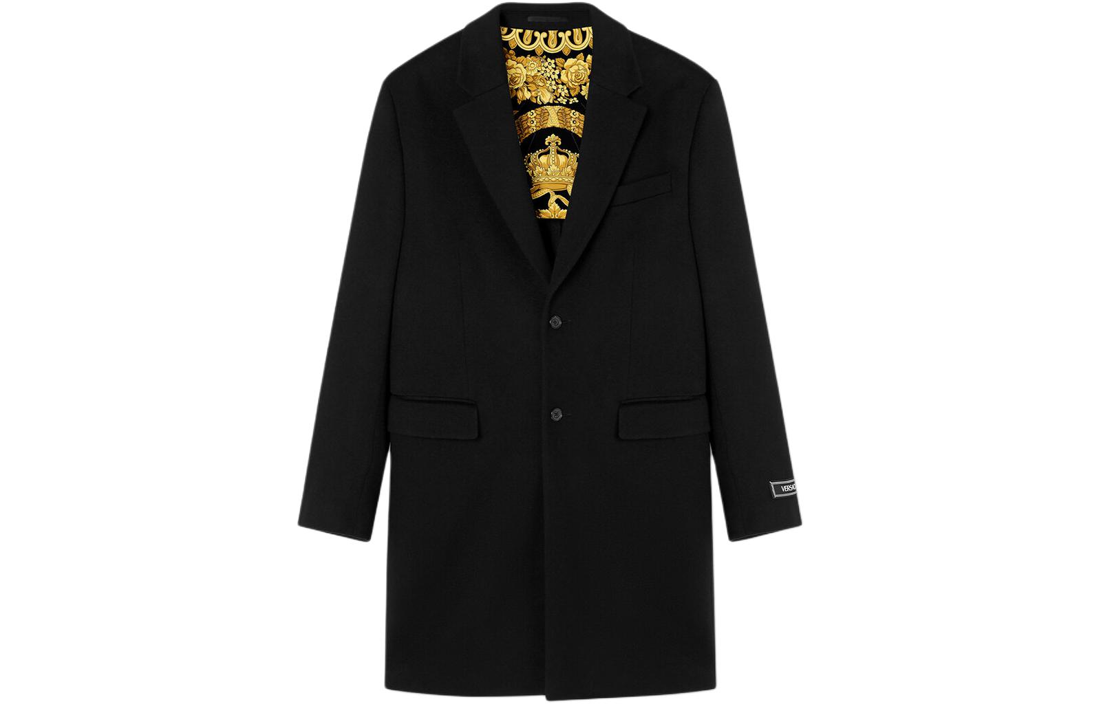 Order VERSACE 23秋冬 黑色純色單排扣長袖大衣 1010606-1A07656-1B000