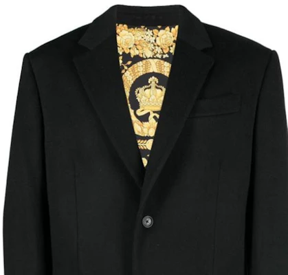 VERSACE 23秋冬 黑色純色單排扣長袖大衣 1010606-1A07656-1B000 Sizing VERSACE 23秋冬 黑色純色單排扣長袖大衣 1010606-1A07656-1B000