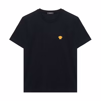 VERSACE FW23 Black Solid Cotton Crewneck Short-Sleeve T-Shirt 1008481-1A08489-1B000