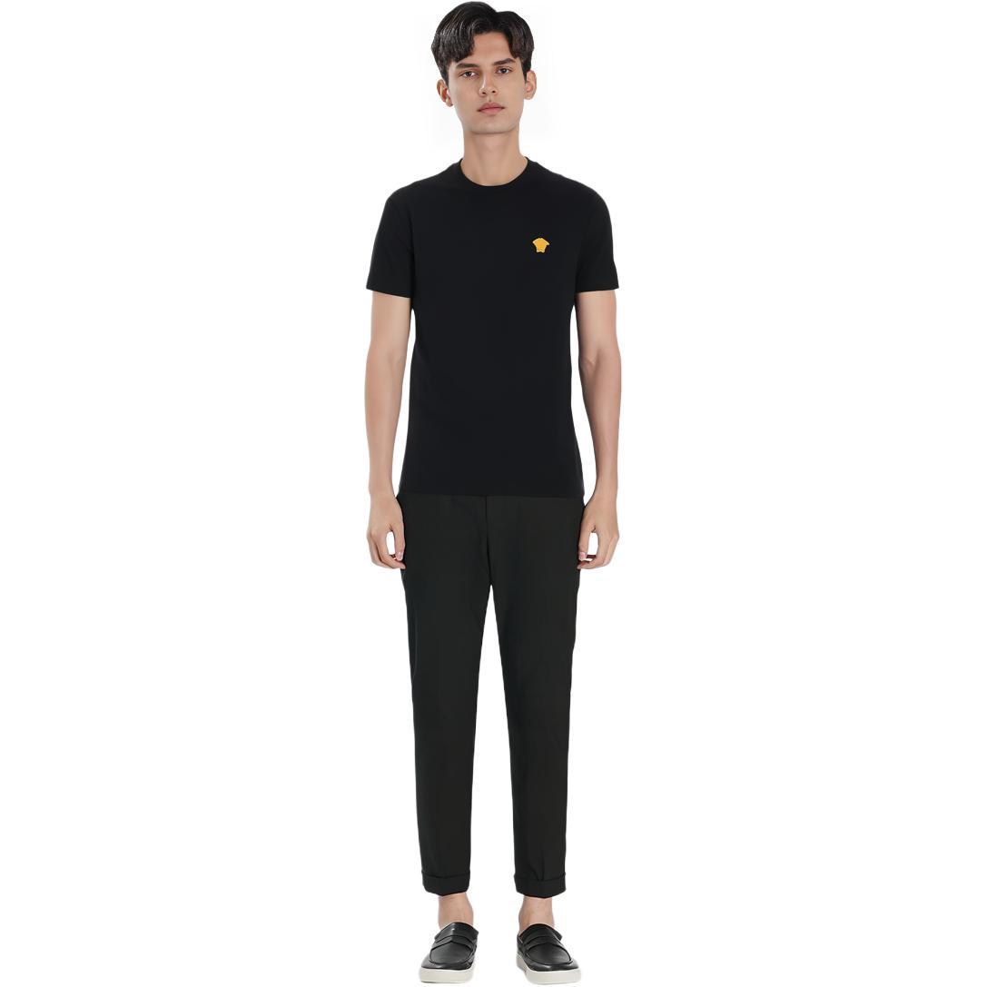 Cheap VERSACE FW23 黑色純棉短袖圓領T恤 1008481-1A08489-1B000