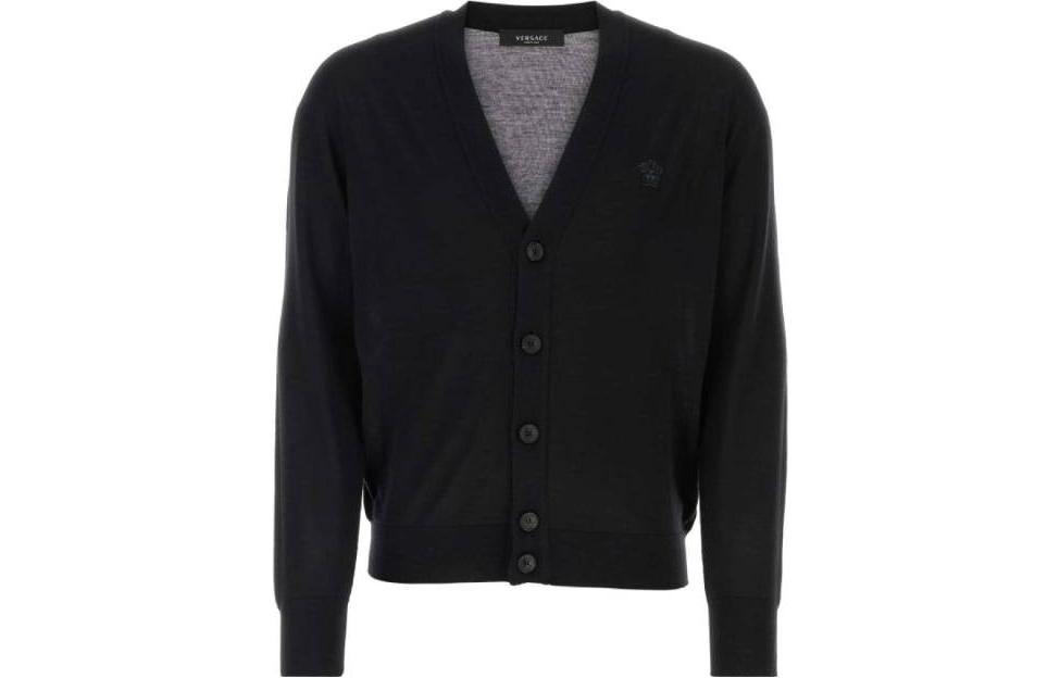 VERSACE FW23  Black Solid V-Neck Long Sleeve Loose Sweater 1010535-1A07614-1B000 圖 2