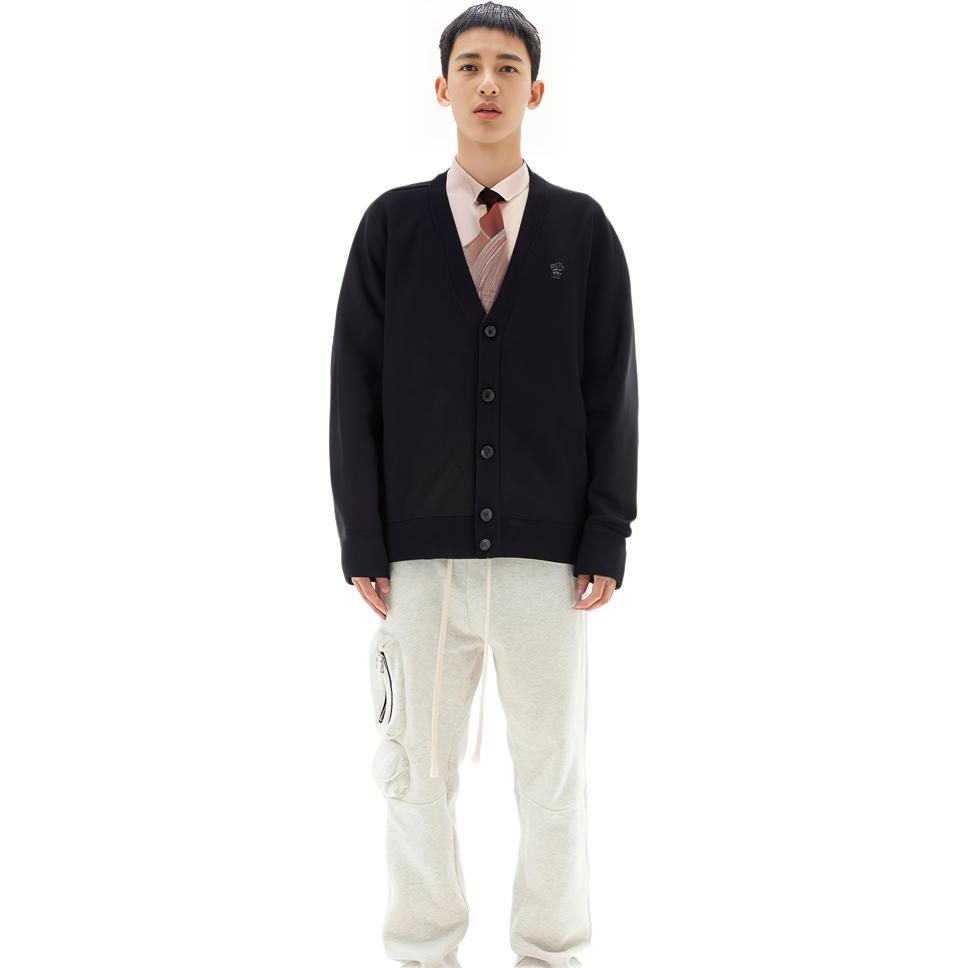 VERSACE FW23  Black Solid V-Neck Long Sleeve Loose Sweater 1010535-1A07614-1B000 圖 4