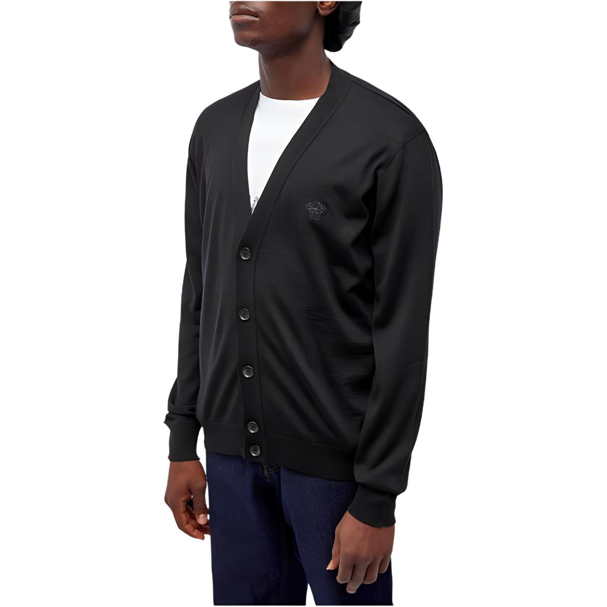 VERSACE FW23  Black Solid V-Neck Long Sleeve Loose Sweater 1010535-1A07614-1B000 圖 5