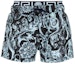 Order ヴェルサーチ FW23 ブルーフローラルプリント エラスティック ストレートレッグ水着ショーツ 1007841-1A09915-5U970
