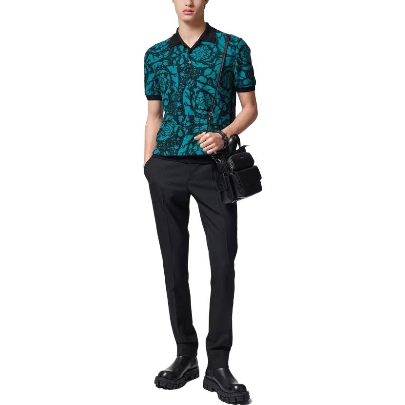 Lookbook 范思哲 2023秋冬蓝色短袖休闲印花POLO衫 1012387-1A07612-2BJ40