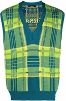 VERSACE FW23 Checkered V-Neck Sleeveless Sweater 1009928-1A07143-2VA90 VERSACE FW23 Checkered V-Neck Sleeveless Sweater 1009928-1A07143-2VA90