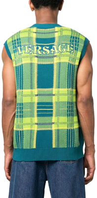 VERSACE FW23 格紋V領無袖毛衣 1009928-1A07143-2VA90 Shop VERSACE FW23 格紋V領無袖毛衣 1009928-1A07143-2VA90