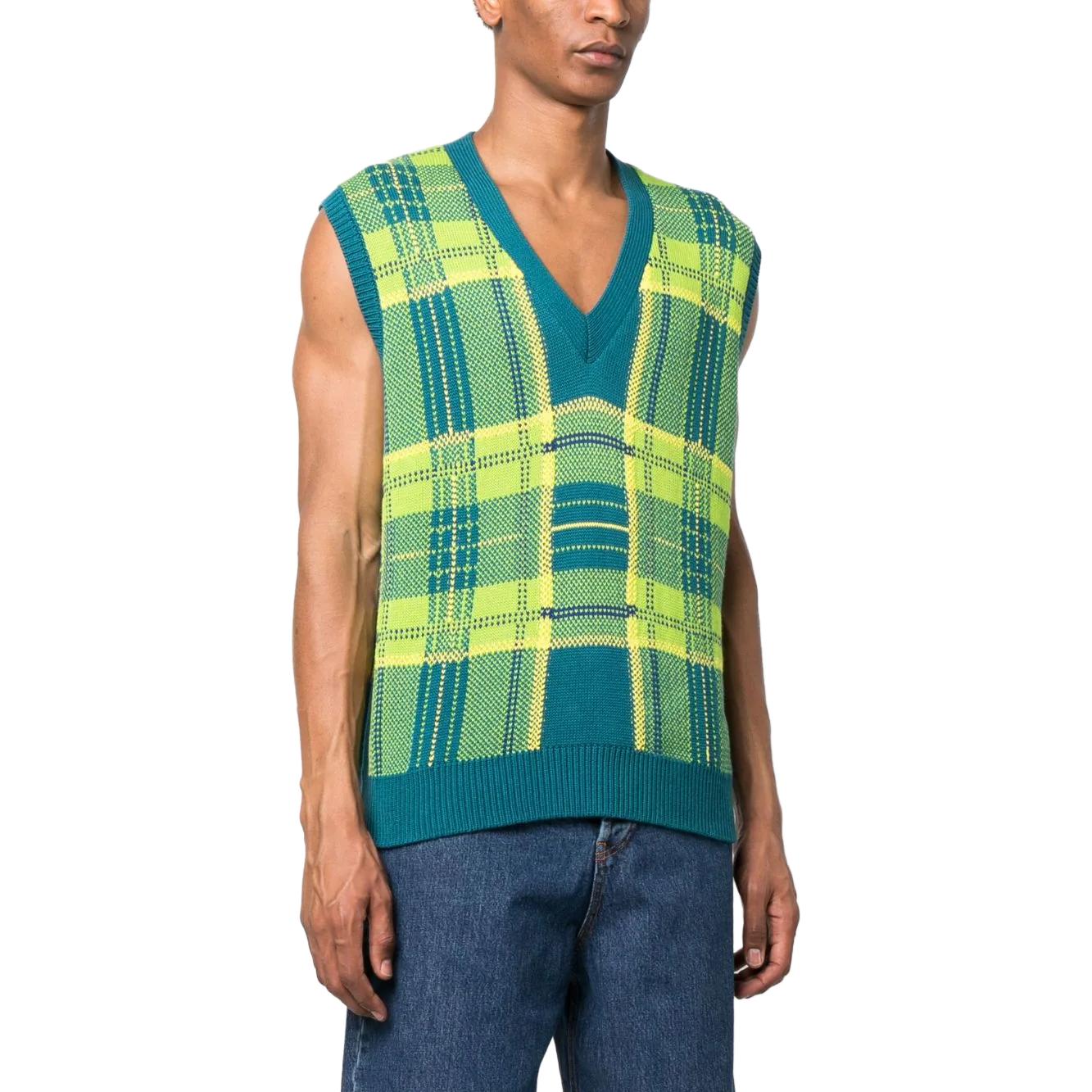 Purchase VERSACE FW23 格紋V領無袖毛衣 1009928-1A07143-2VA90