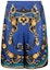 Buy VERSACE FW23 Colorblock Print Mid-Rise Straight Casual Shorts Blue 1002476-1A07425-5U180