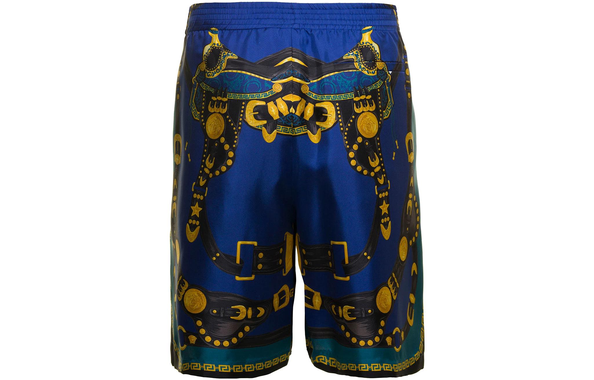 Lookbook VERSACE FW23  Colorblock Print Mid-Rise Straight Casual Shorts Blue 1002476-1A07425-5U180