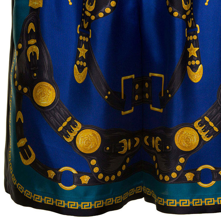 Sizing VERSACE FW23  Colorblock Print Mid-Rise Straight Casual Shorts Blue 1002476-1A07425-5U180