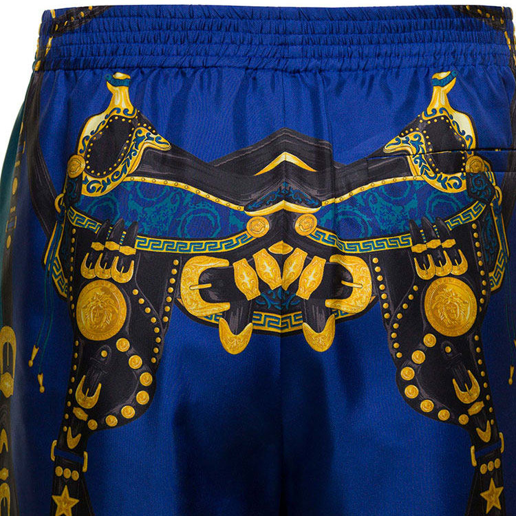 Cheap VERSACE FW23  Colorblock Print Mid-Rise Straight Casual Shorts Blue 1002476-1A07425-5U180